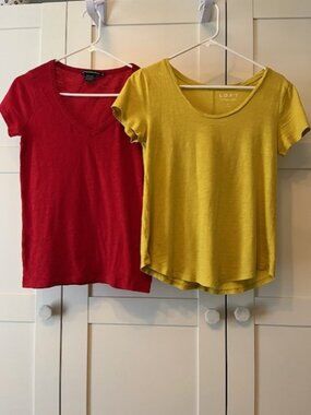 Red Ralph Lauren and Mustard Yellow Loft Cotton T shirts